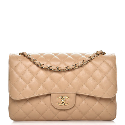 Chanel Caviar Quilted Jumbo Double Flap Beige 1 of 8