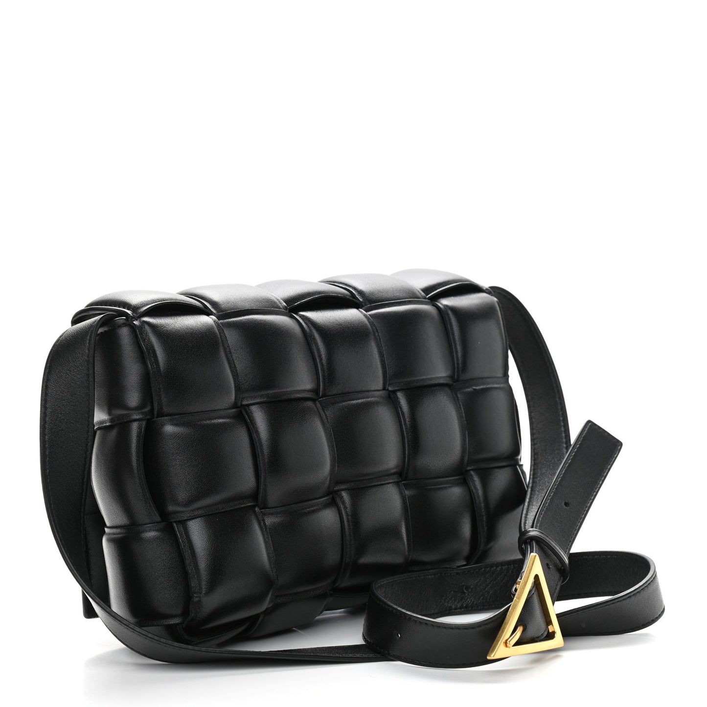 Nappa Maxi Intreccio Padded Cassette Crossbody Bag Black