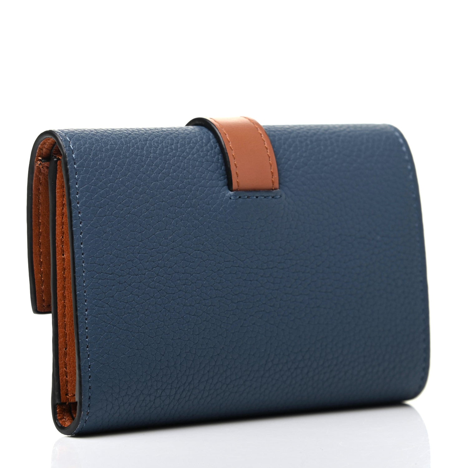Loewe Grained Calfskin Small Vertical Wallet Steel Blue Tan 3 of 8
