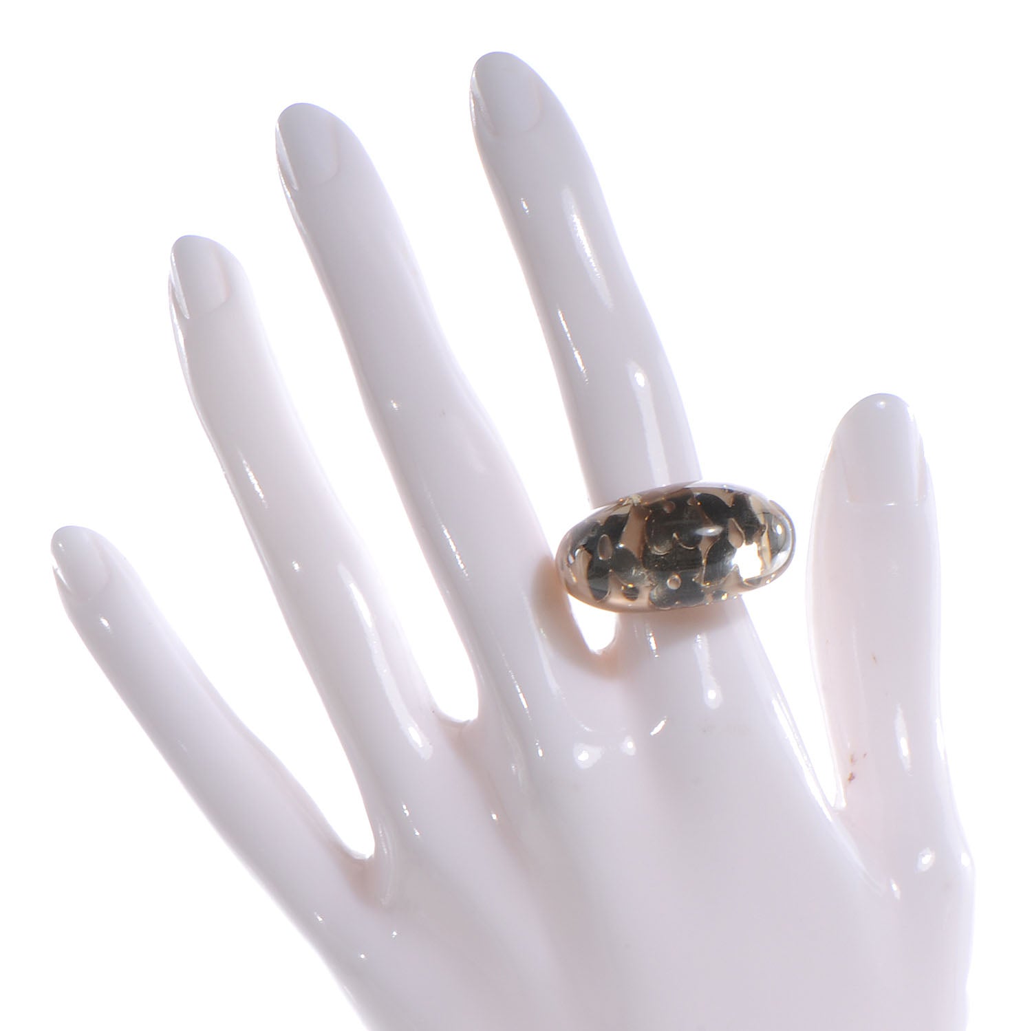 Louis Vuitton LOUIS VUITTON Swarovski Crystal Inclusion Ring 5.5 Beige 2 of 4
