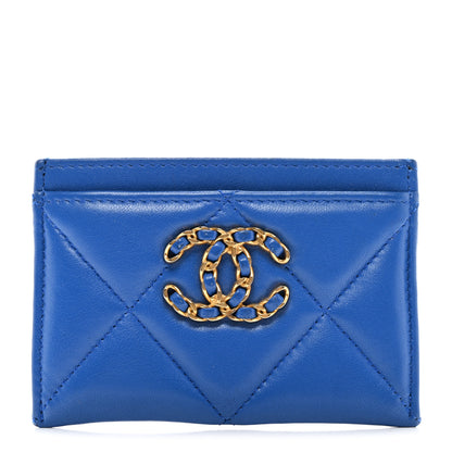 Chanel Lambskin Quilted Chanel 19 Card Holder Blue 1 of 9