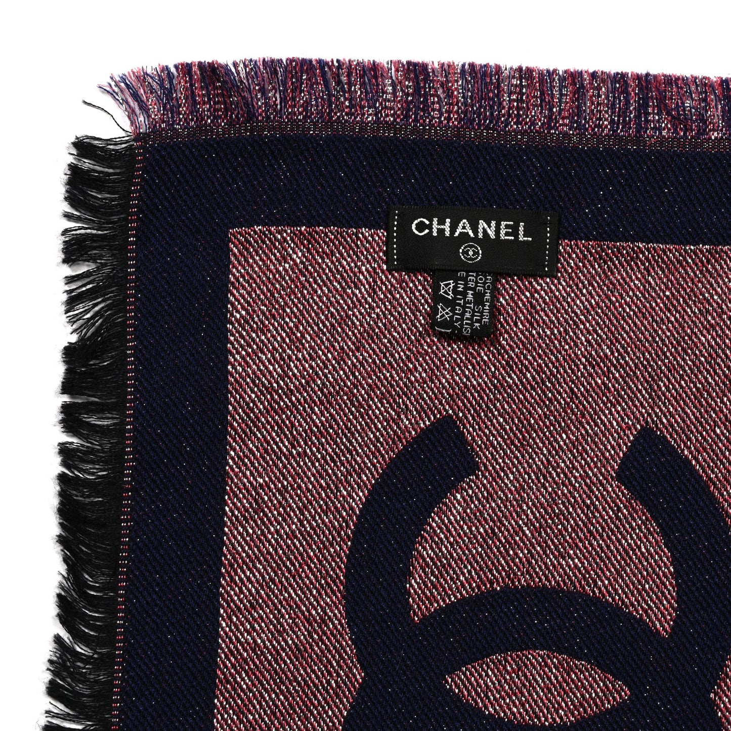 Cashmere Silk Blend Metallic CC Scarf Multicolor