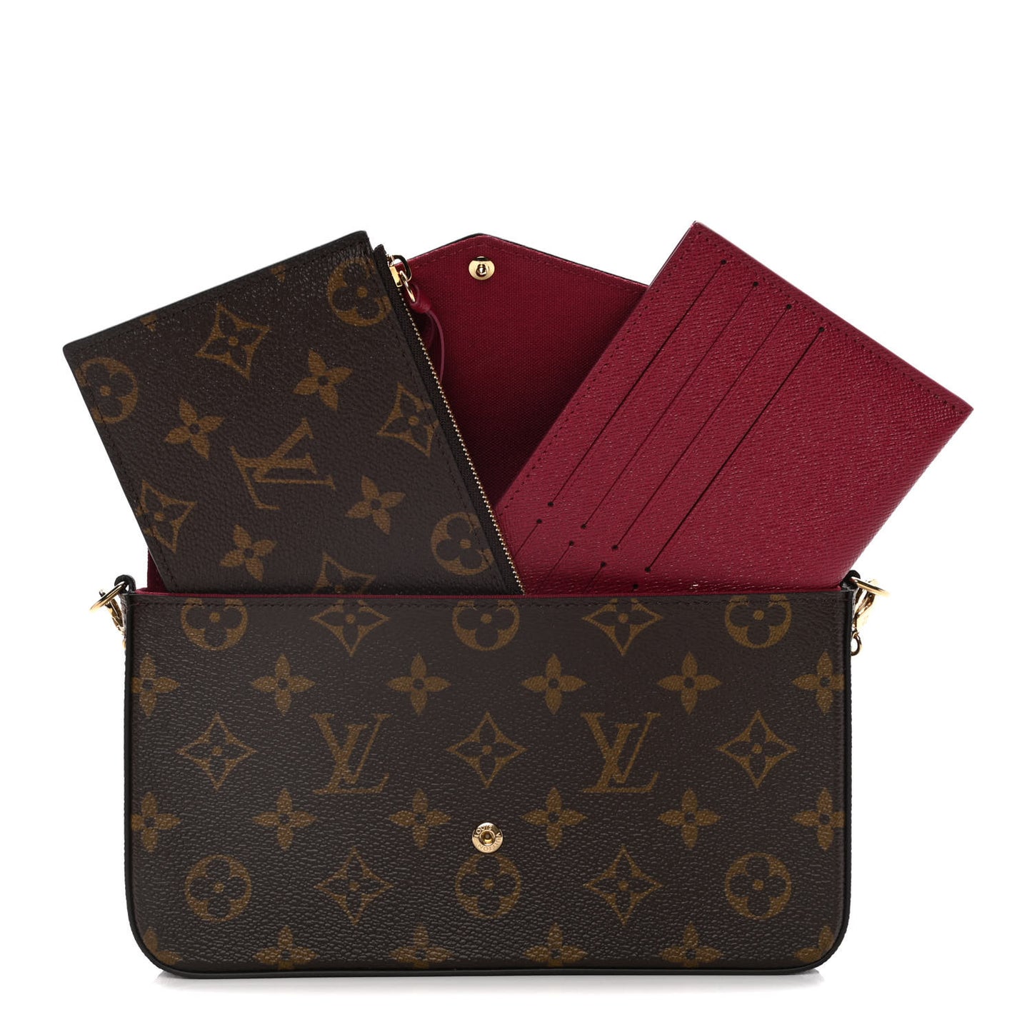 Monogram Pochette Felicie Chain Wallet Fuchsia