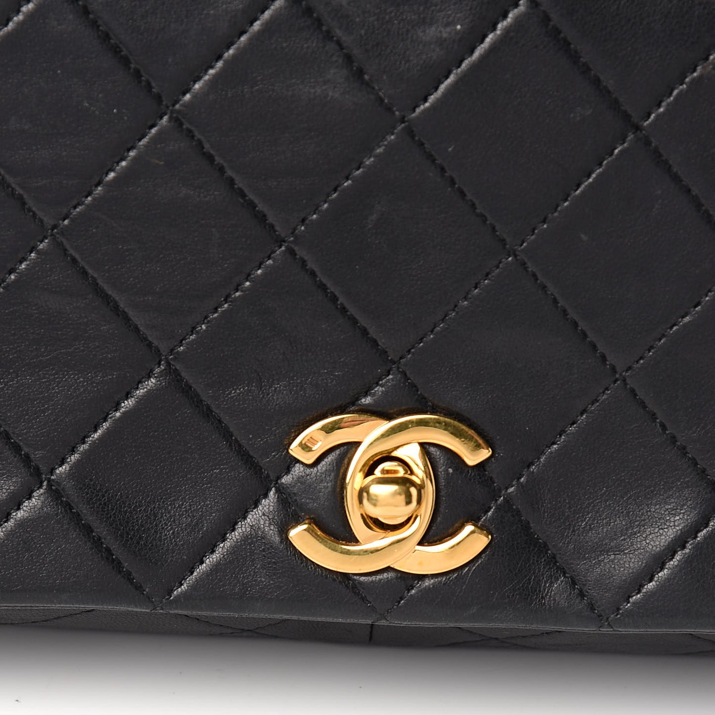 Lambskin Quilted Small Single Flap Black
