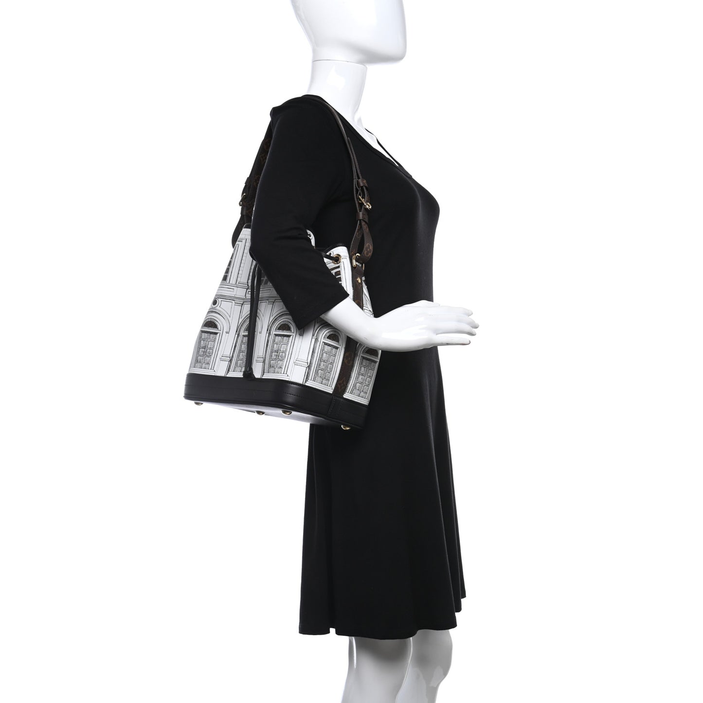 X FORNASETTI Calfskin Architettura Noe MM Black White