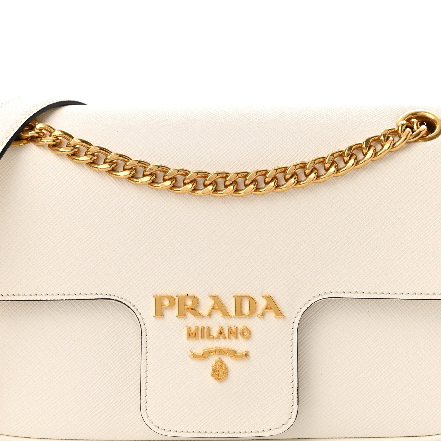 Prada Saffiano Flap Shoulder Bag Bianco 7 of 9