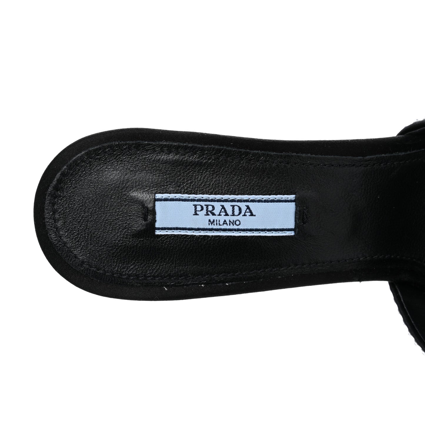 Satin Crystal Logo 65mm Slide Sandals 38.5 Cristal