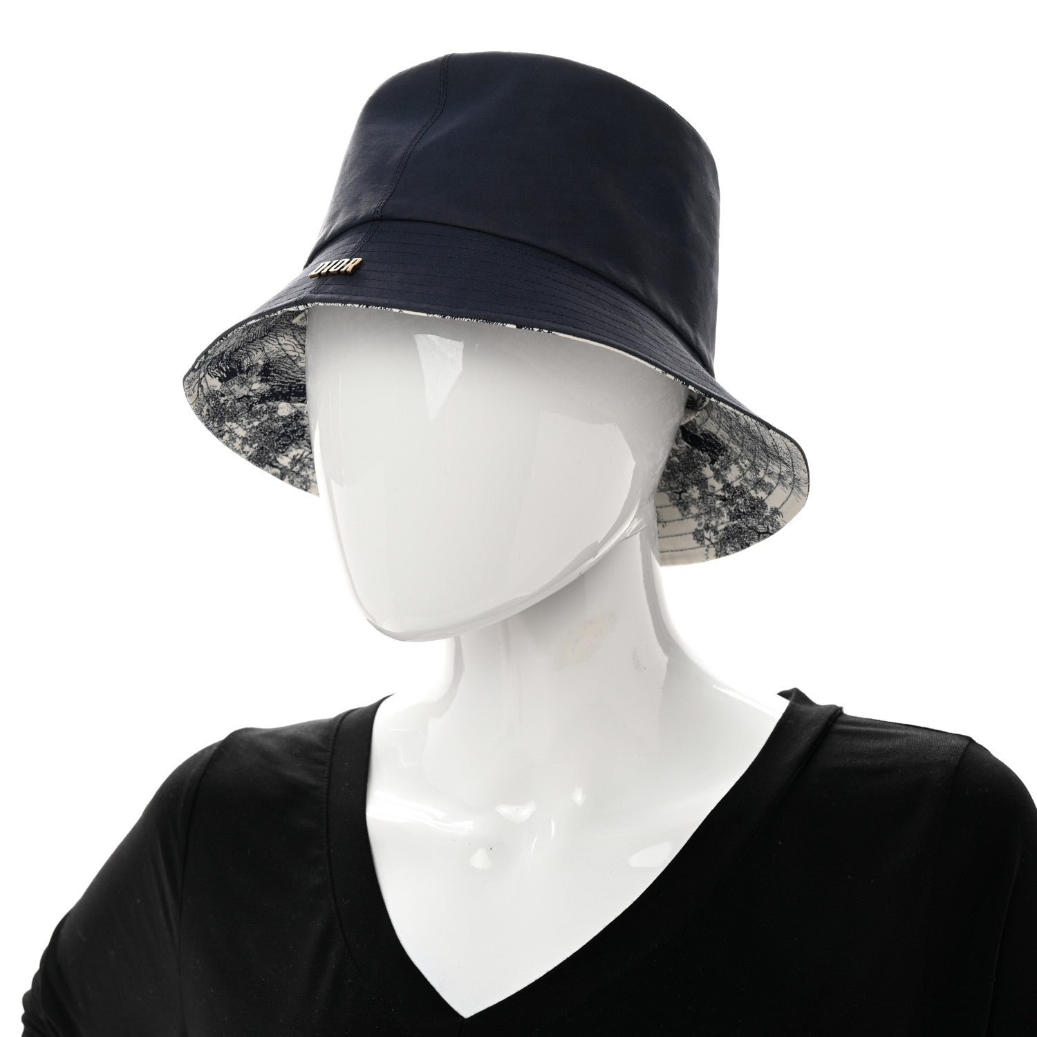 Christian Dior Cotton Toile De Jouy Bucket Hat 57 Blue 2 of 9