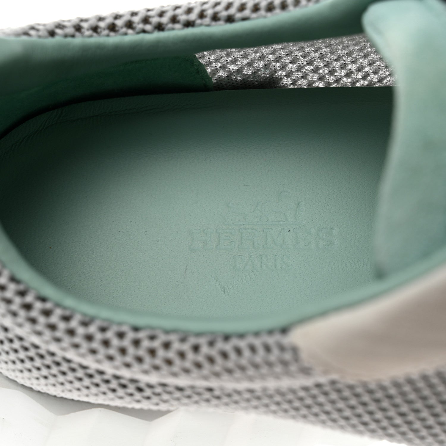 Hermes Air Mesh Suede Goatskin Bouncing Sneakers 37 Vert D'Eau 6 of 8
