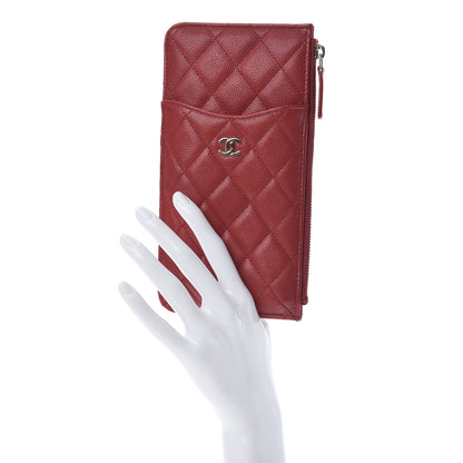 Chanel Caviar Quilted Classic Flat Wallet Pouch Red 2 of 8