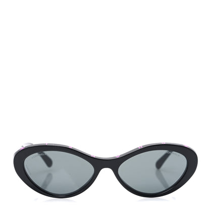 Chanel Acetate Oval Sunglasses 5416 Black Pink 2 of 7