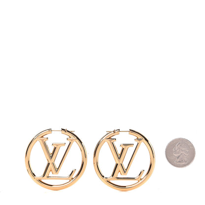 Louis Vuitton Metal Louise Hoop Earrings Gold 2 of 3