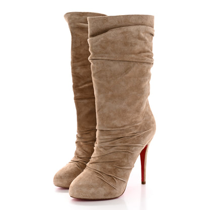 Christian Louboutin Veau Velours Piros 120 Boot 38 Naturale 3 of 11