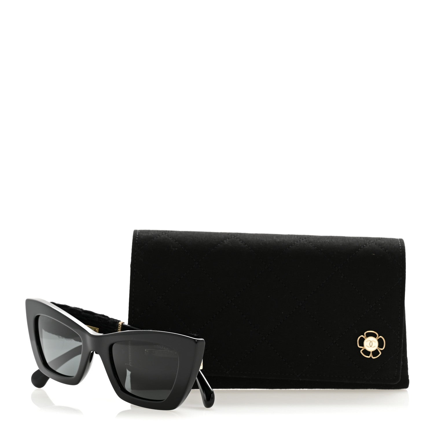 Chanel Acetate Tweed CC Cat Eye Sunglasses 71550A Black 8 of 8