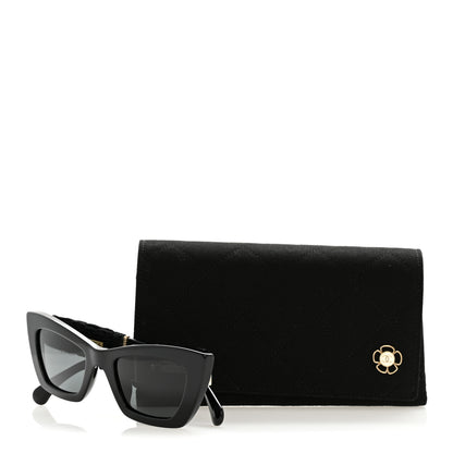 Chanel Acetate Tweed CC Cat Eye Sunglasses 71550A Black 8 of 8