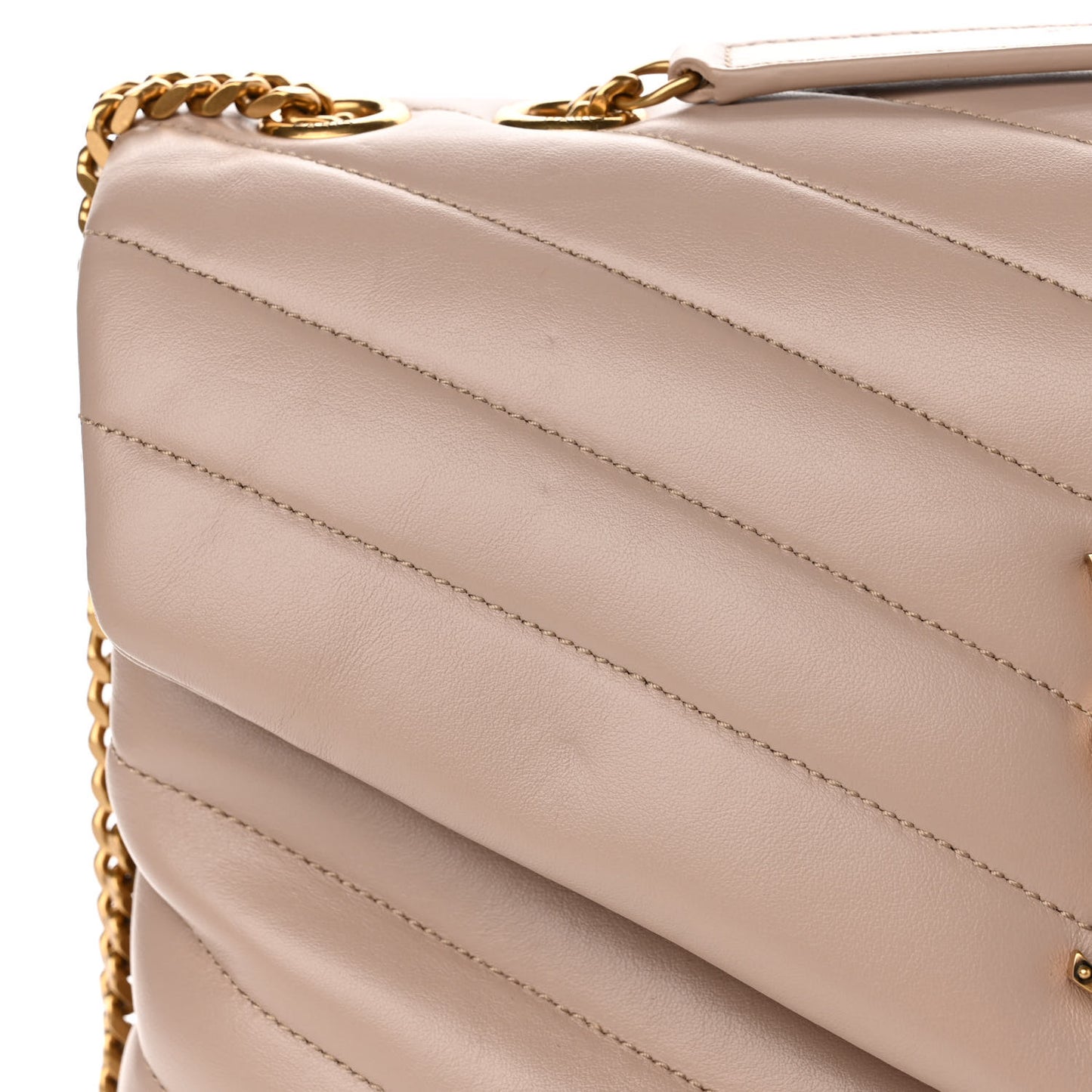 Calfskin Y Quilted Monogram Medium Loulou Chain Satchel Light Natural