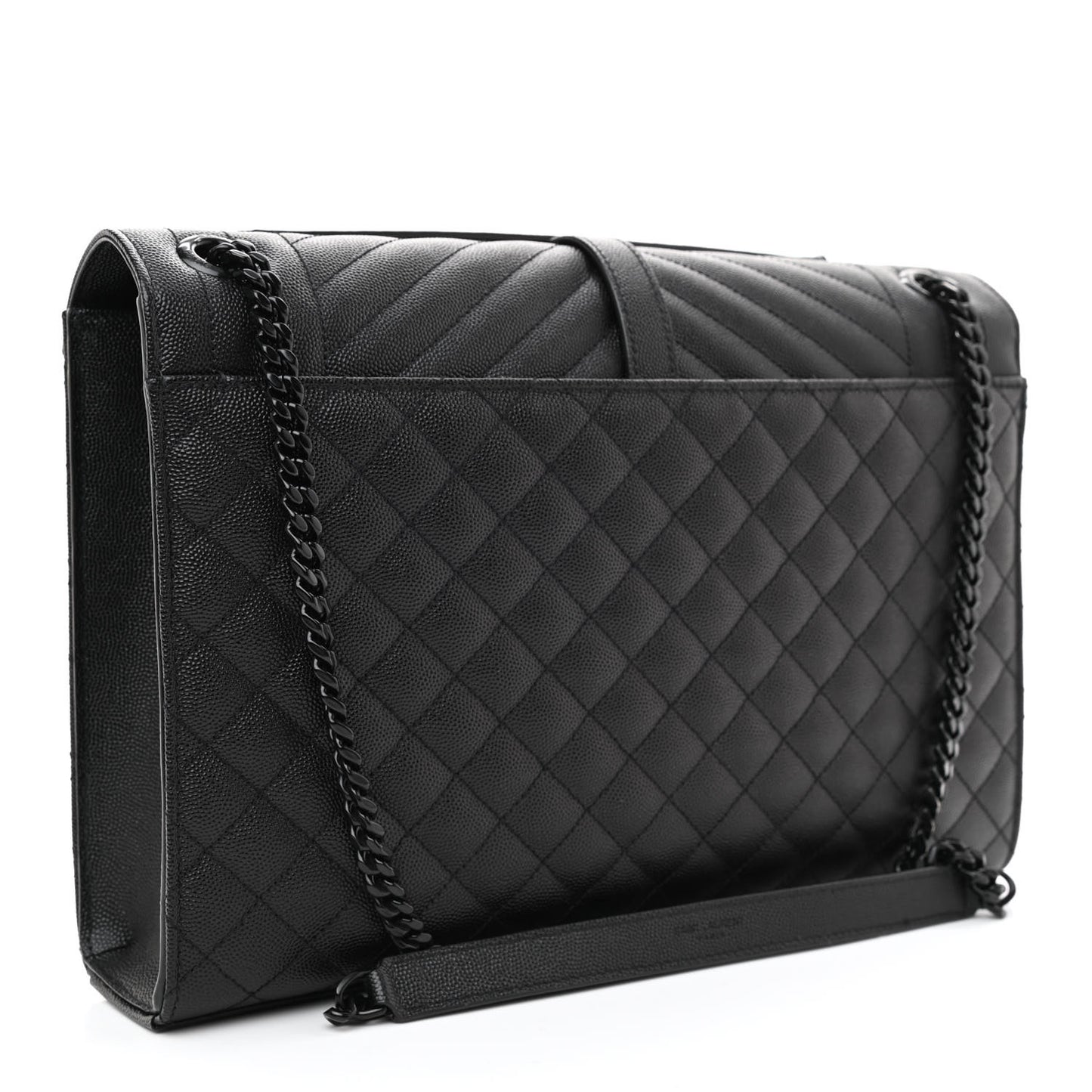Grain De Poudre Textured Mixed Matelasse Large Triquilt Monogram Monochrome Satchel Black