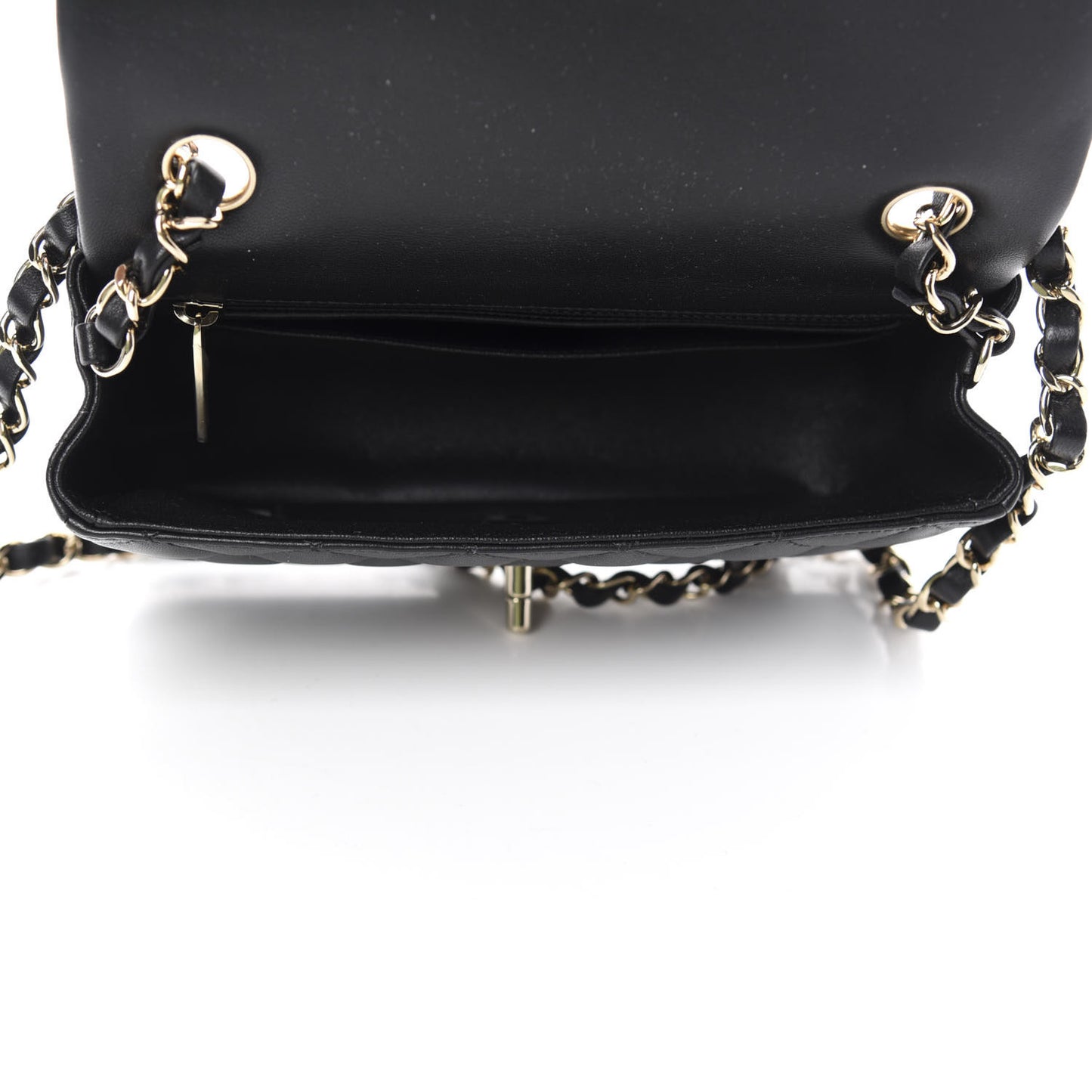 Lambskin Quilted Mini Rectangular Flap Black