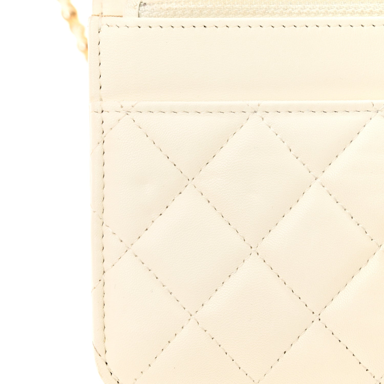 Chanel Lambskin Quilted CC Pearl Crush Wallet on Chain WOC White 12 of 14
