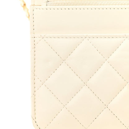 Chanel Lambskin Quilted CC Pearl Crush Wallet on Chain WOC White 12 of 14