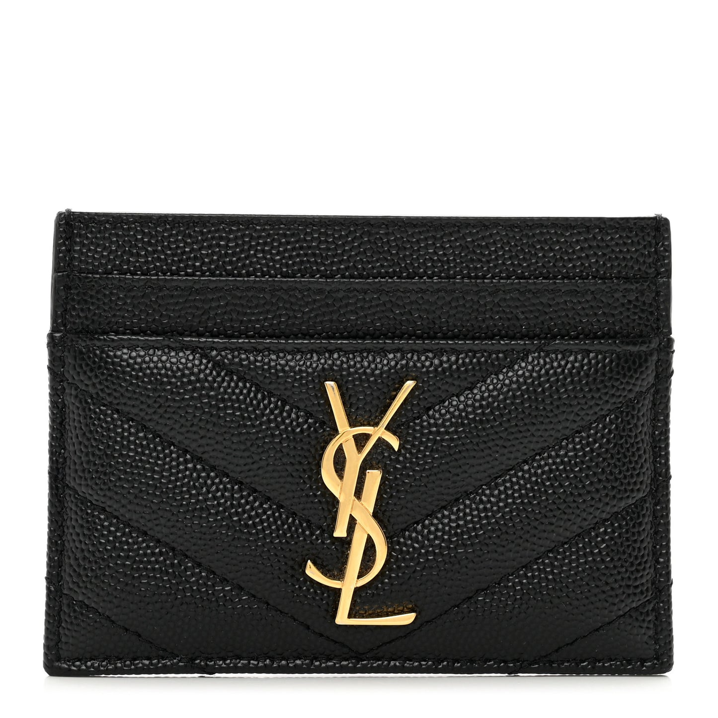Grain De Poudre Matelasse Chevron Monogram Credit Card Case Black