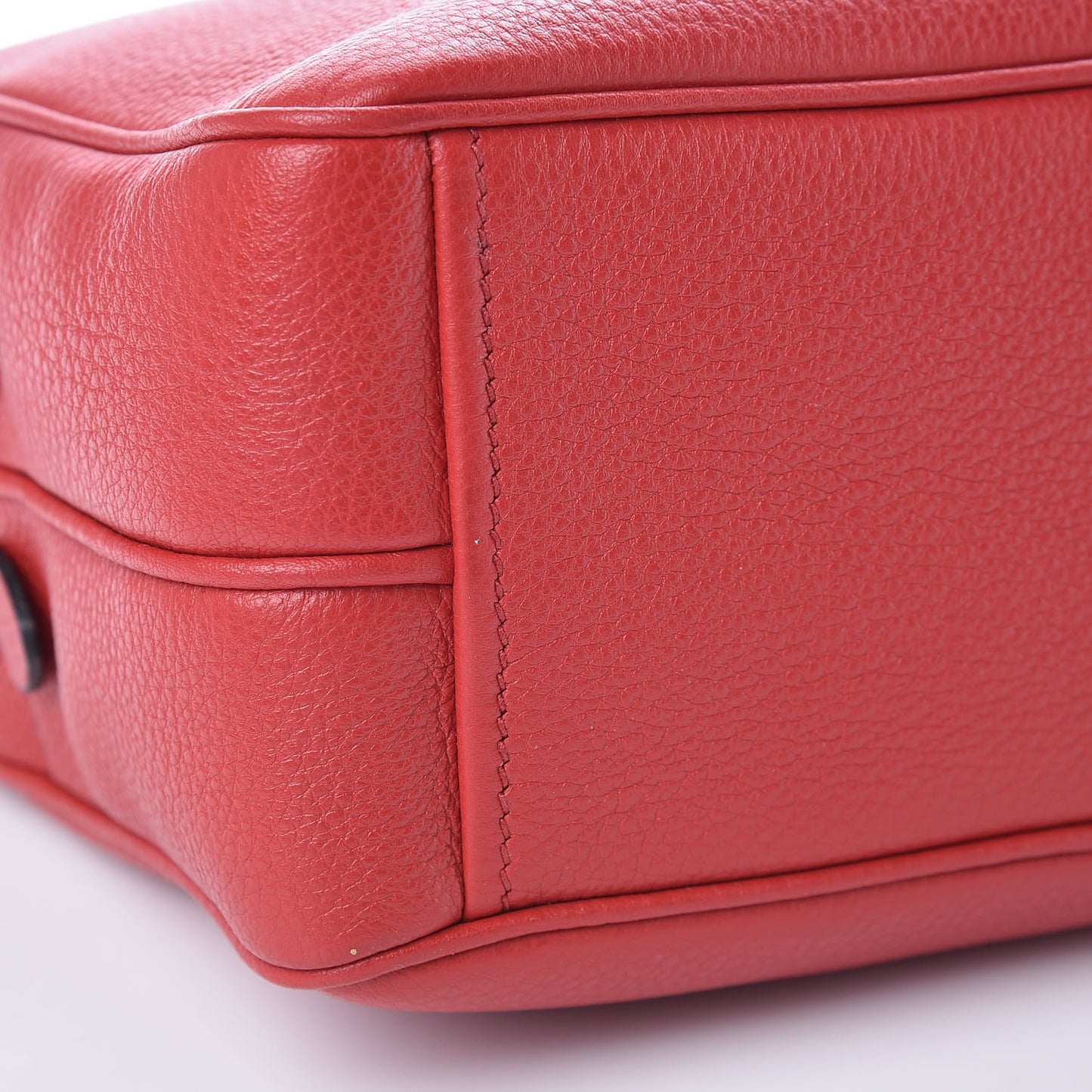 Vitello Daino Medium Double Zip Shoulder Bag Rosso