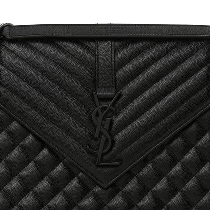 Saint Laurent Grain De Poudre Textured Mixed Matelasse Large Triquilt Monogram Monochrome Satchel Black 8 of 10