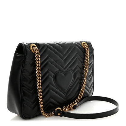 Gucci Calfskin Matelasse Medium GG Marmont Shoulder Bag Black 3 of 10
