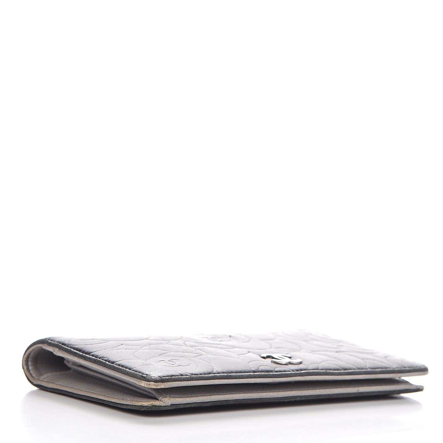 Chanel Lambskin Camellia Embossed Yen Wallet Black 4 of 15