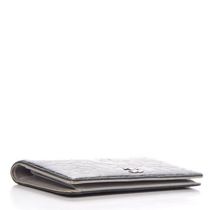 Chanel Lambskin Camellia Embossed Yen Wallet Black 4 of 15