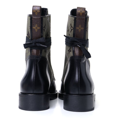 Louis Vuitton Canvas Calfskin Metropolis Flat Ranger Boot 40 Khaki Green 3 of 4