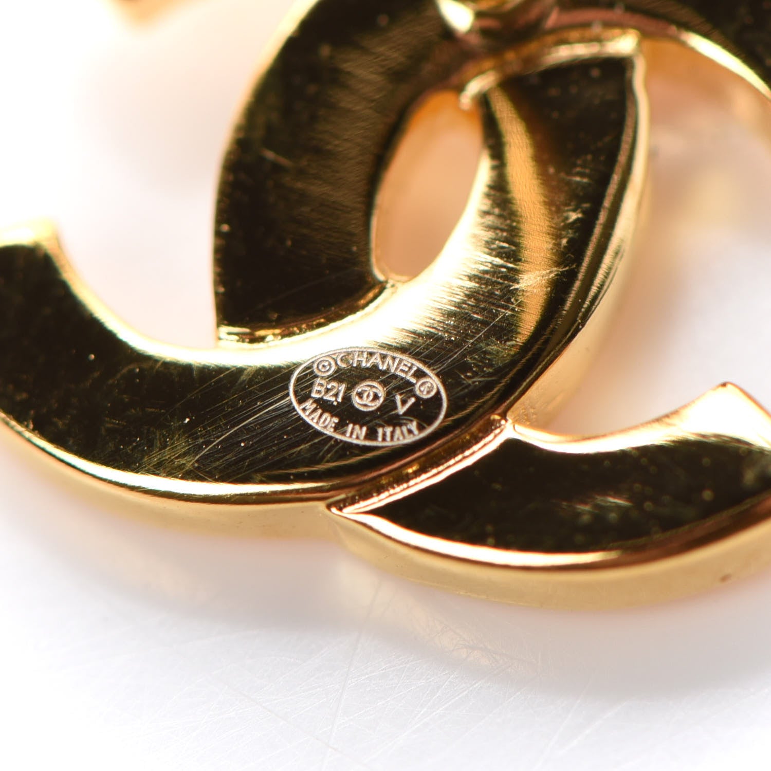 Chanel Metal CC Paris Button Stud Earrings Gold 4 of 4