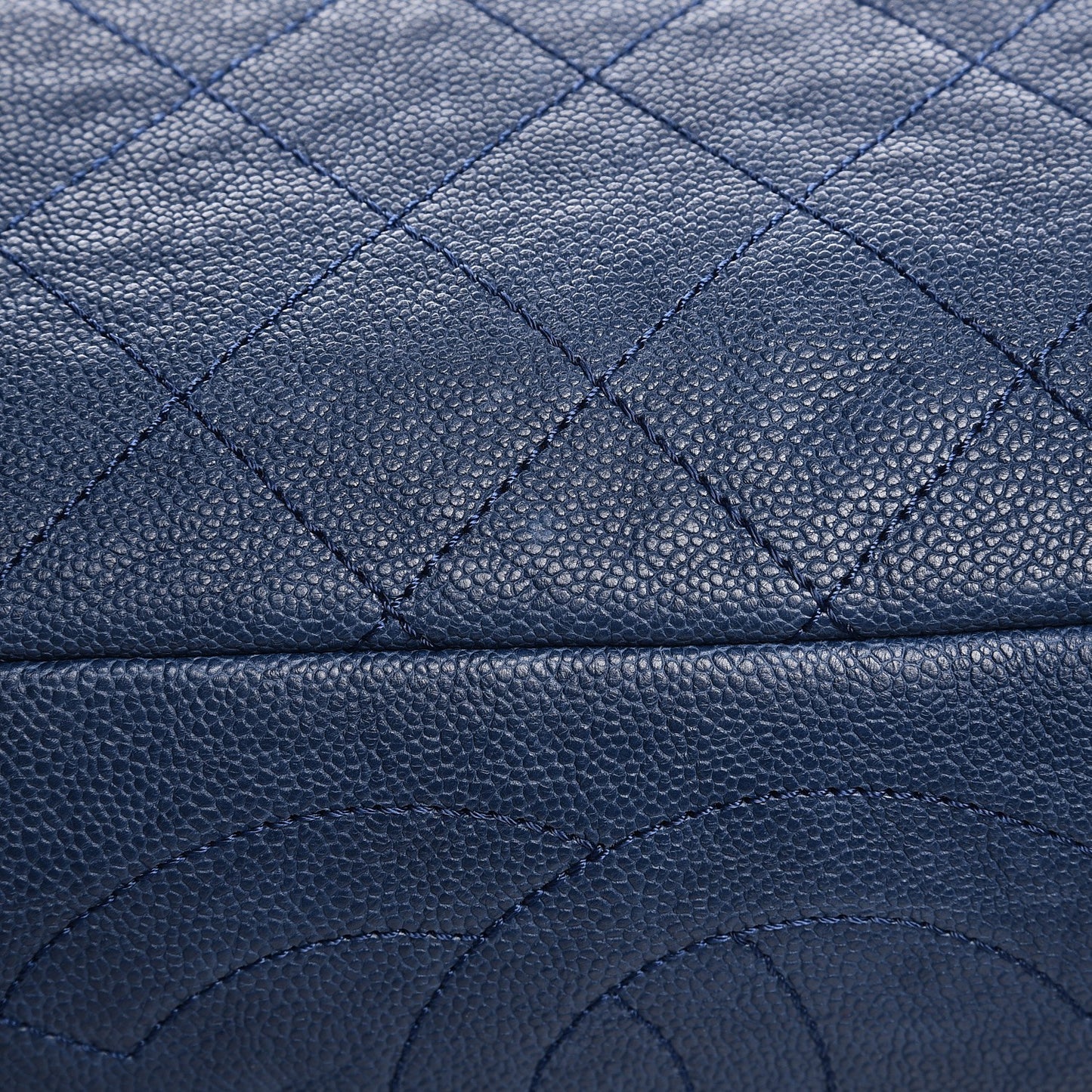Caviar Quilted Framed Bowling Bag Blue