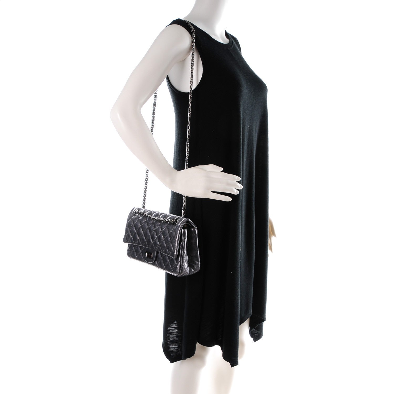Chanel Metallic Calfskin Quilted 2.55 Reissue 225 Flap Dark Silver 2 of 7