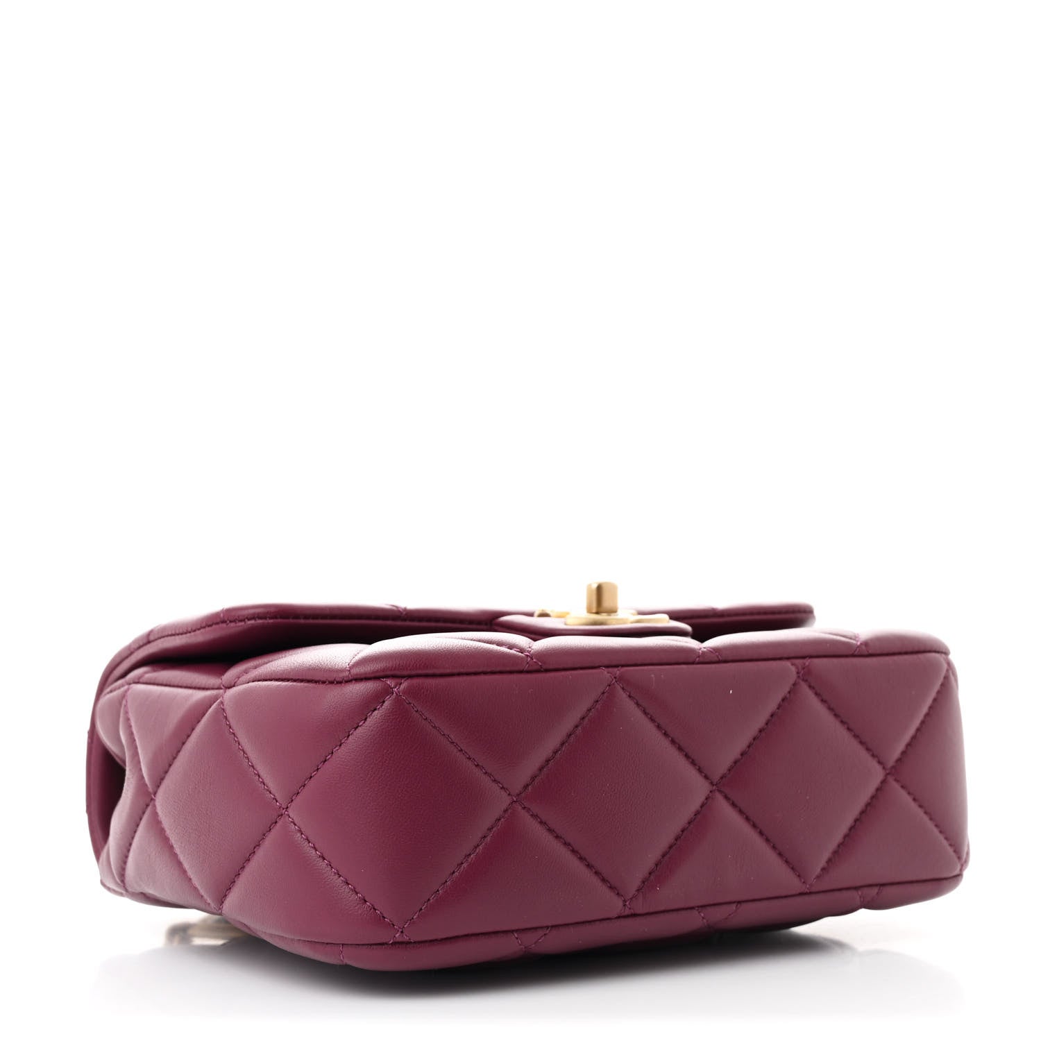 Chanel Lambskin Enamel Pearl Quilted Mini Charm Me Square Flap Dark Purple 4 of 13