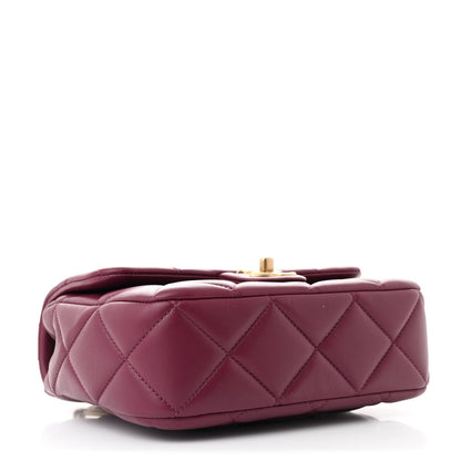 Chanel Lambskin Enamel Pearl Quilted Mini Charm Me Square Flap Dark Purple 4 of 13