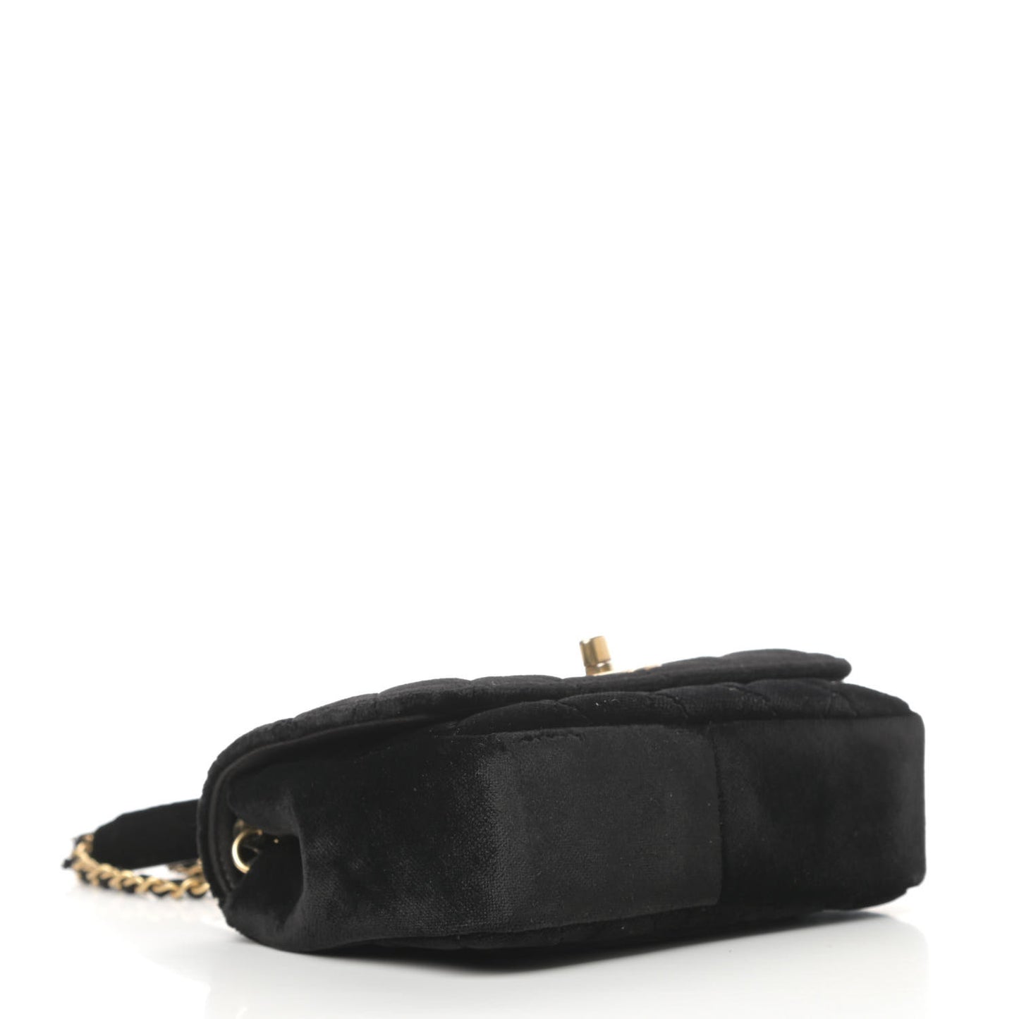 Velvet Quilted Small Camellia Flap Black