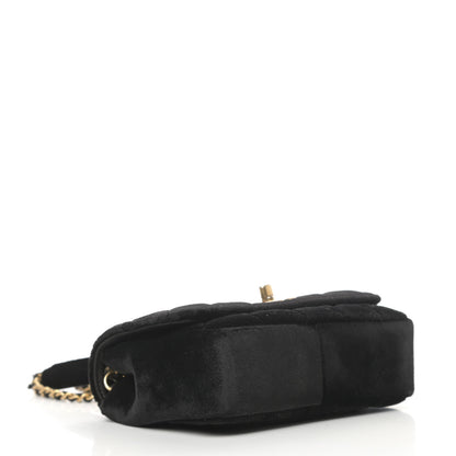 Chanel Velvet Quilted Small Camellia Flap Black 5 of 13