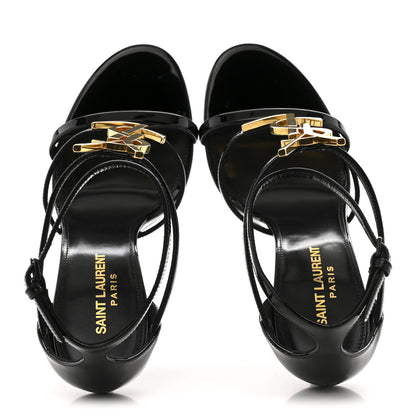 Saint Laurent Patent Cassandra 100 Sandals 38.5 Black 2 of 10