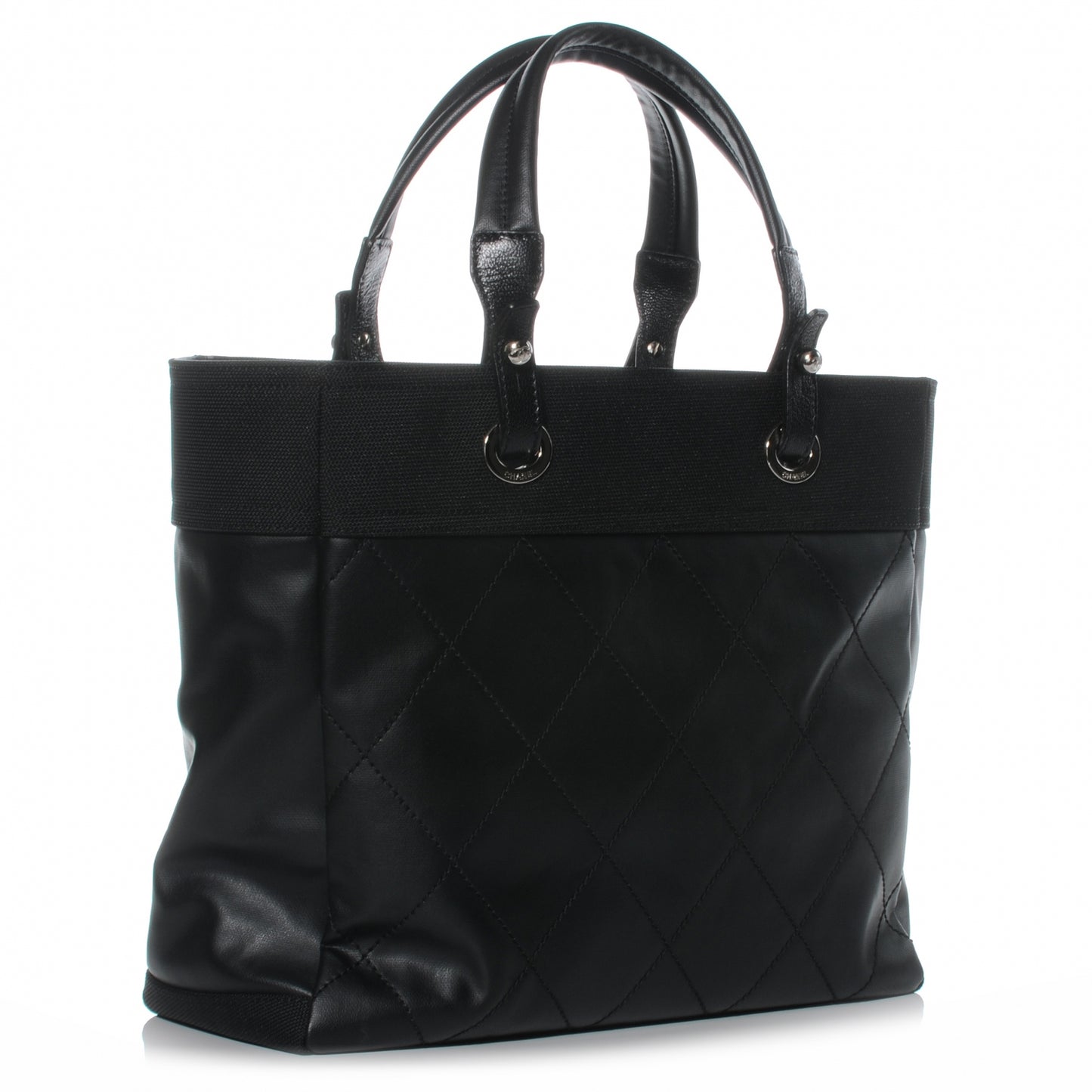 Coated Canvas Large Paris Biarritz Tote Black