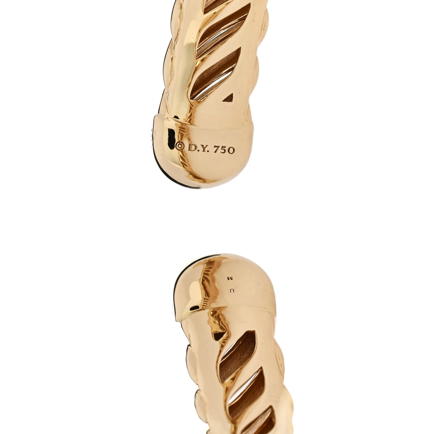 18K Yellow Gold Diamond 10mm Sculpted Cable Cuff Bracelet