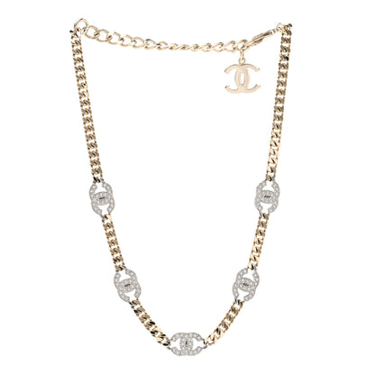Chanel Crystal Chain CC Link Choker Gold Silver 3 of 6
