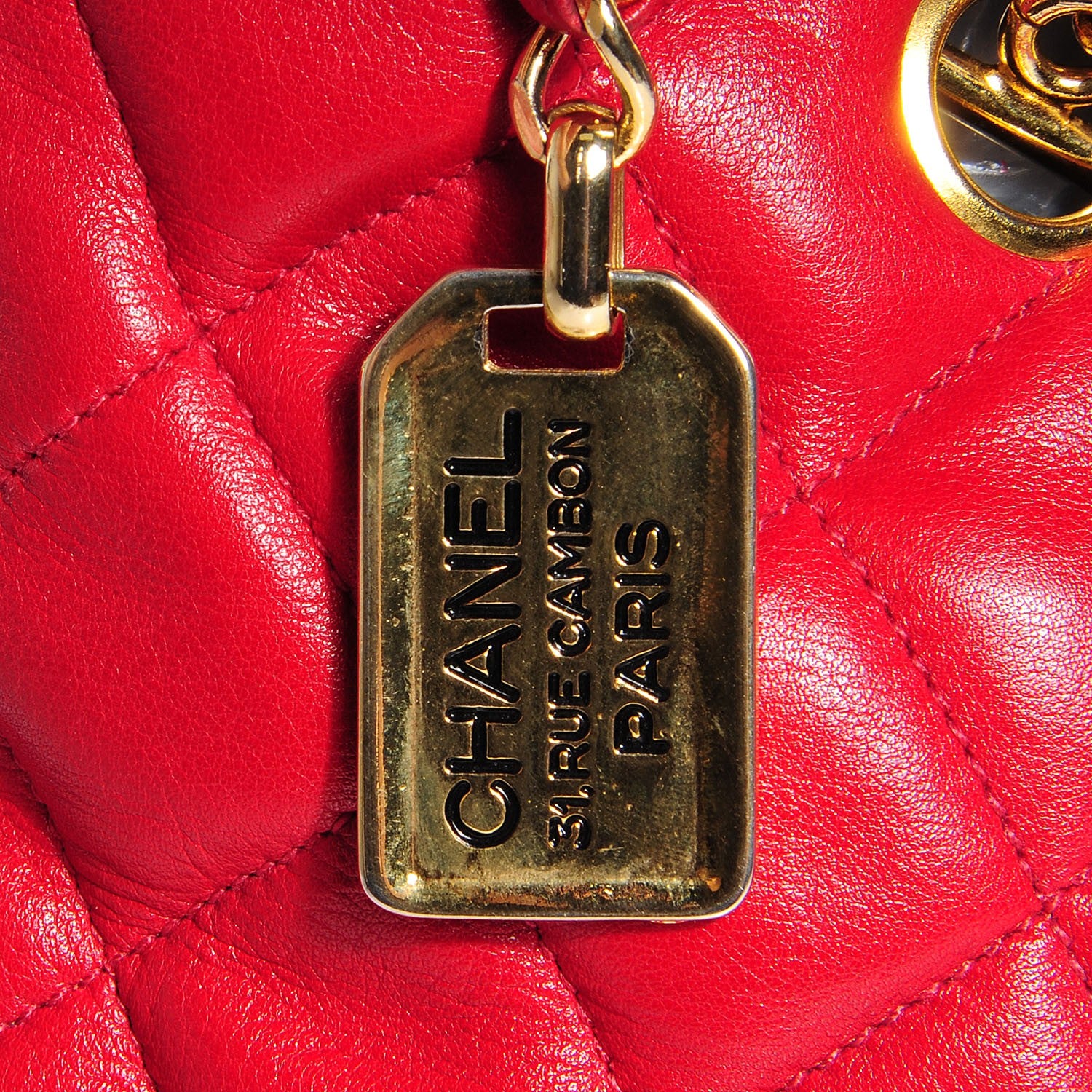 Chanel Lambskin Quilted Shoulder Bag Red 10 of 10