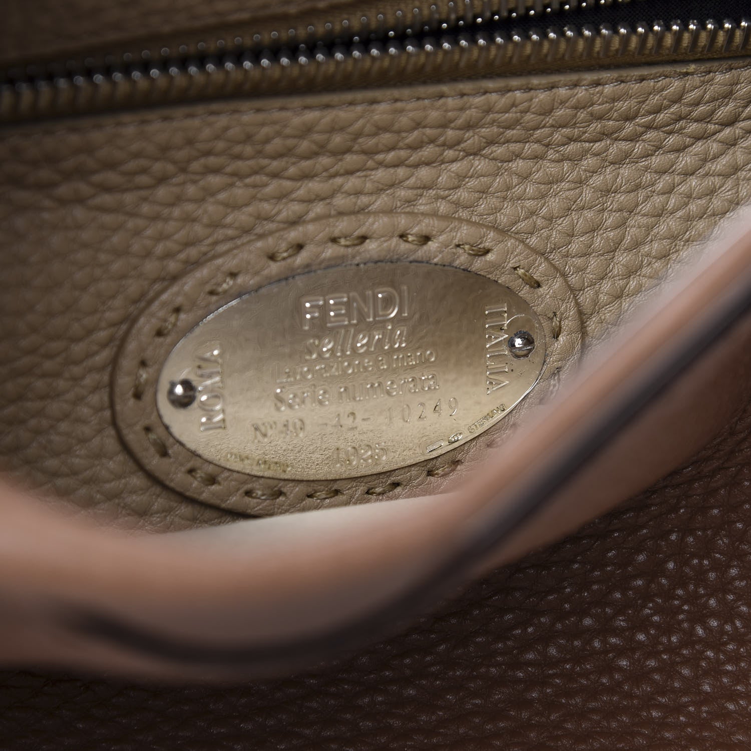 Fendi Cuoio Romano Selleria Bi-Color Medium Peekaboo Iconic Satchel Mou Deserto 6 of 11
