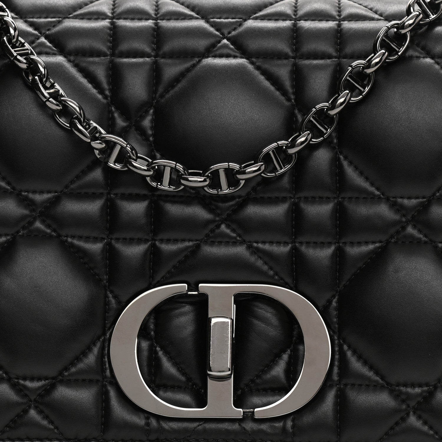 Christian Dior Calfskin Macrocannage Large Caro Bag Black 15 of 19