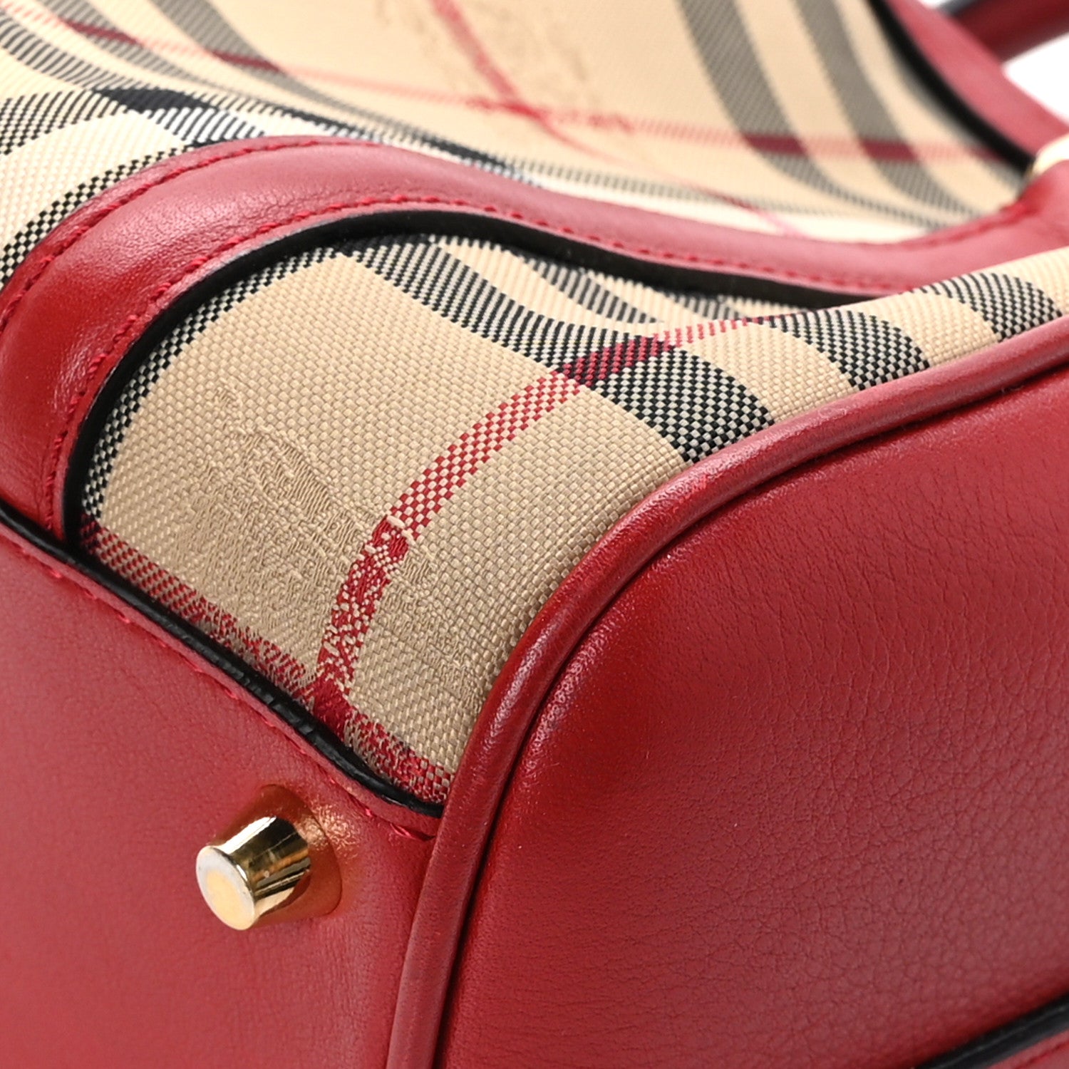 Burberry Horseferry Check Small Alchester Bowling Bag Red 11 of 12