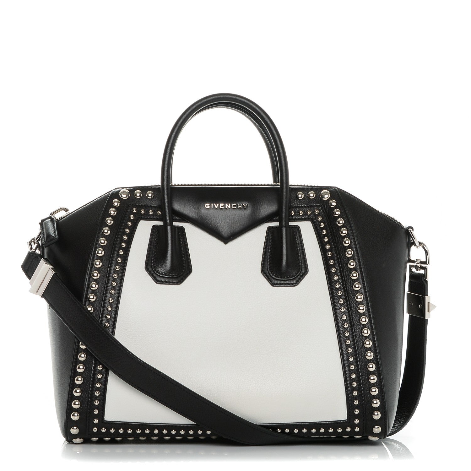 Givenchy Calfskin Medium Studded Bi-Color Antigona Black White 1 of 8