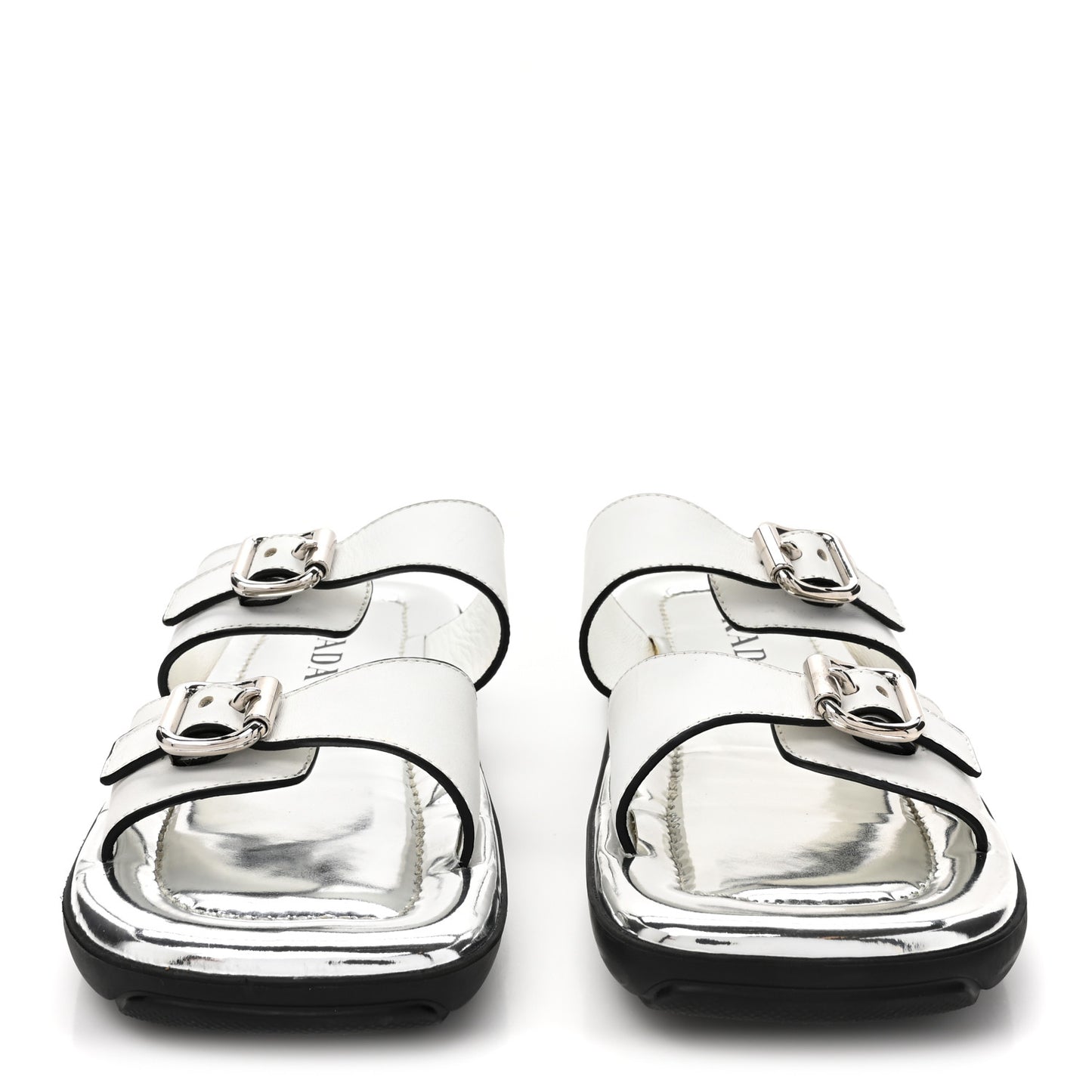 Natural Calfskin Double Buckle 20mm Sandals 37 White