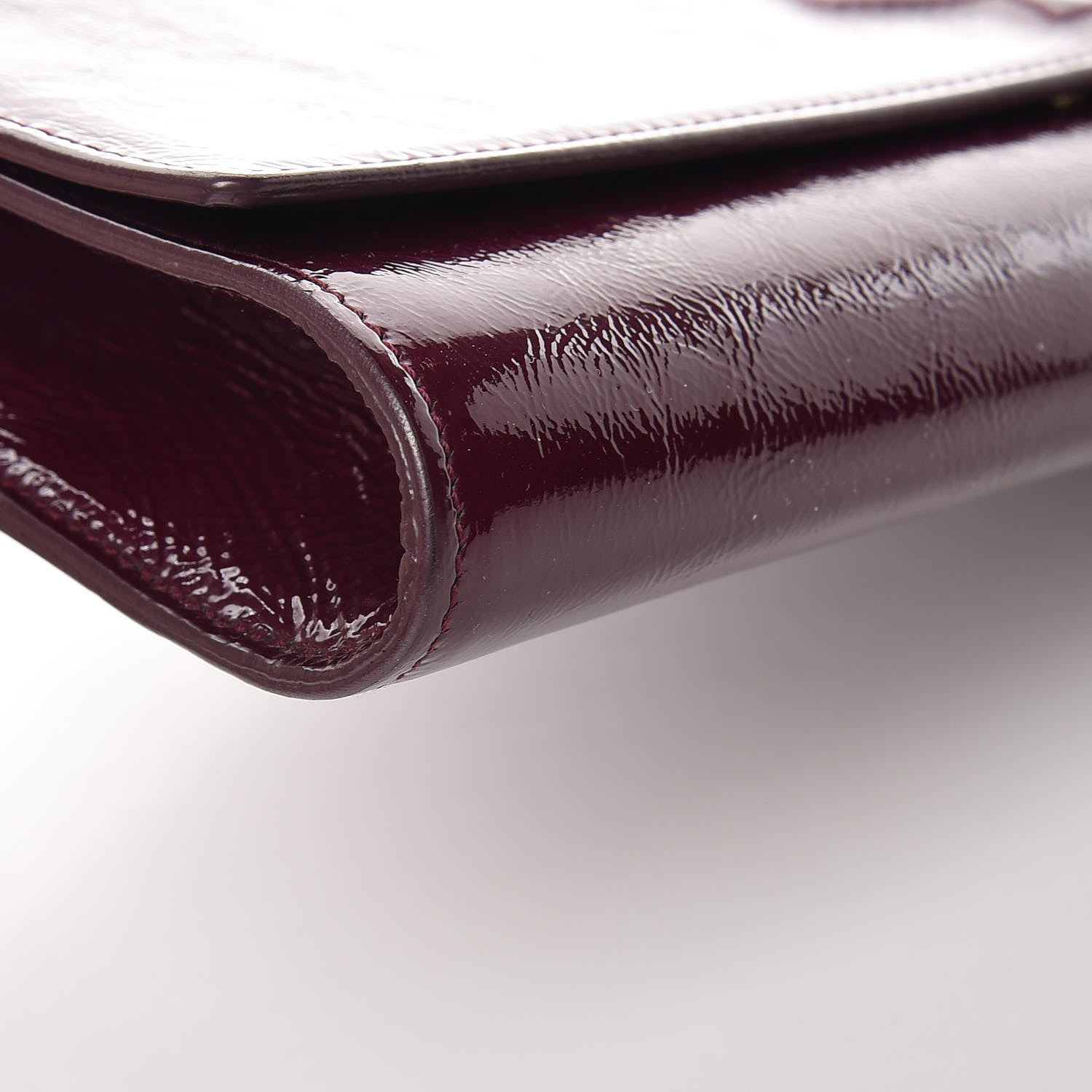 Saint Laurent Textured Patent Monogram Large Belle De Jour Clutch Burgundy 11 of 15