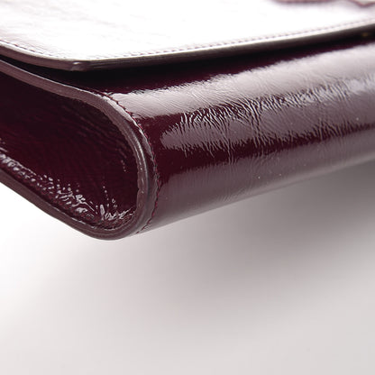 Saint Laurent Textured Patent Monogram Large Belle De Jour Clutch Burgundy 11 of 15